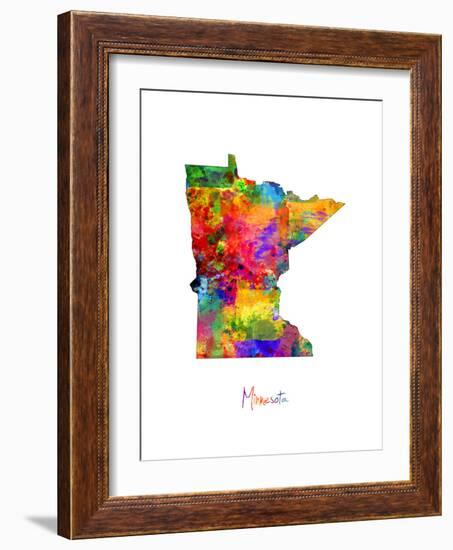 Minnesota Map-Michael Tompsett-Framed Art Print