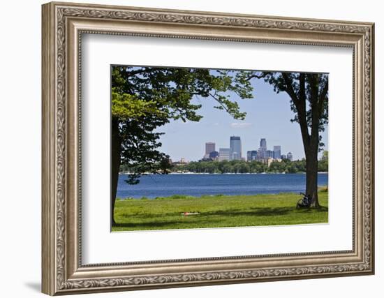 Minnesota, Minneapolis, Skyline over Lake Calhoun-Bernard Friel-Framed Photographic Print