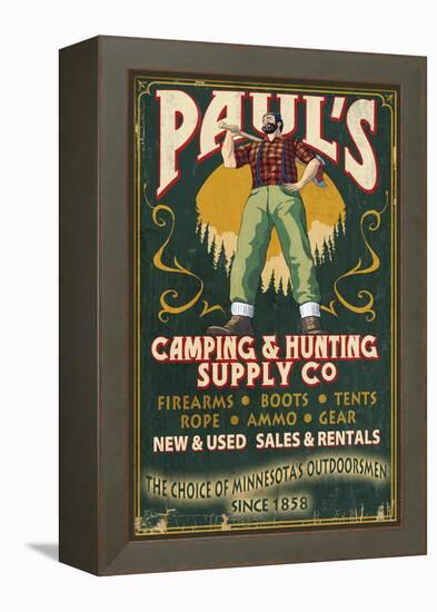 Minnesota - Paul Bunyan Camping Supply-Lantern Press-Framed Stretched Canvas