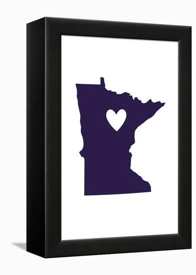 Minnesota - State Outline and Heart-Lantern Press-Framed Stretched Canvas