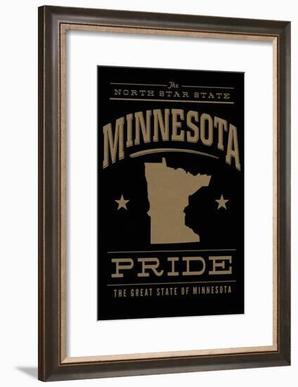 Minnesota State Pride - Gold on Black-Lantern Press-Framed Art Print