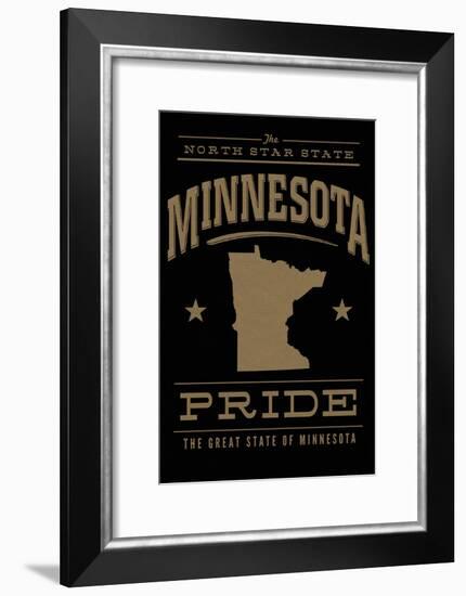 Minnesota State Pride - Gold on Black-Lantern Press-Framed Art Print