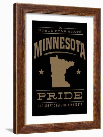 Minnesota State Pride - Gold on Black-Lantern Press-Framed Art Print