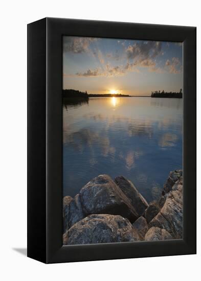 Minnesota, Voyageurs National Park. Sunset on Kabetogama Lake, Voyageurs National Park-Judith Zimmerman-Framed Premier Image Canvas