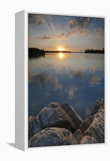 Minnesota, Voyageurs National Park. Sunset on Kabetogama Lake, Voyageurs National Park-Judith Zimmerman-Framed Premier Image Canvas