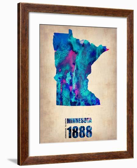 Minnesota Watercolor Map-NaxArt-Framed Art Print