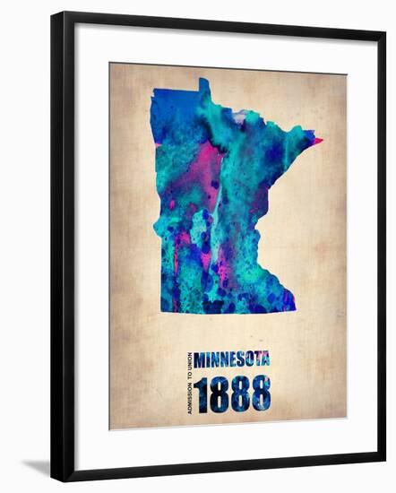 Minnesota Watercolor Map-NaxArt-Framed Art Print