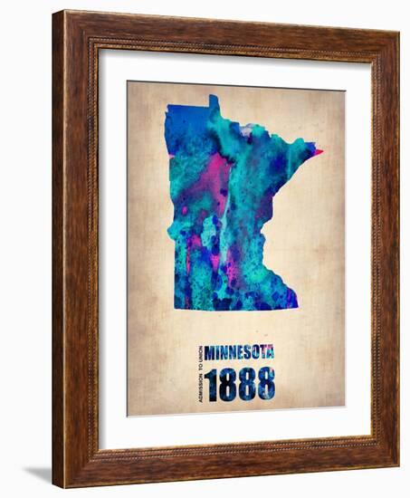 Minnesota Watercolor Map-NaxArt-Framed Art Print