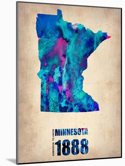Minnesota Watercolor Map-NaxArt-Mounted Art Print