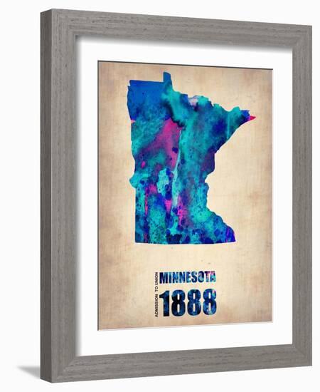 Minnesota Watercolor Map-NaxArt-Framed Art Print