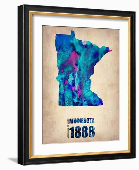 Minnesota Watercolor Map-NaxArt-Framed Art Print