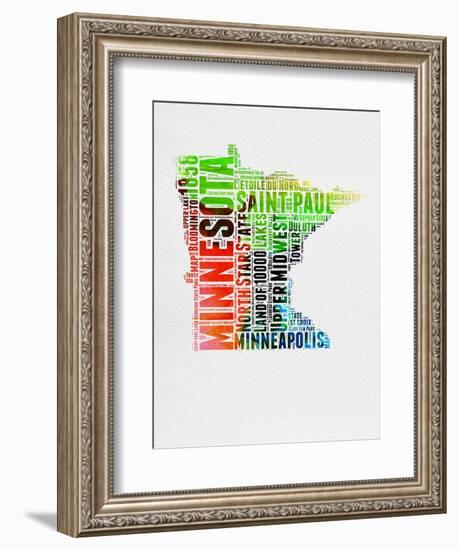 Minnesota Watercolor Word Cloud-NaxArt-Framed Art Print