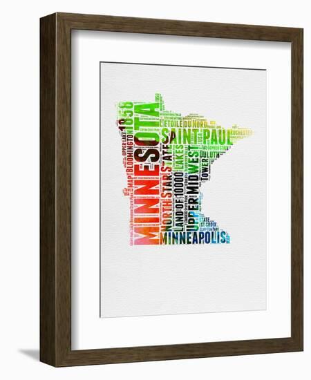 Minnesota Watercolor Word Cloud-NaxArt-Framed Art Print