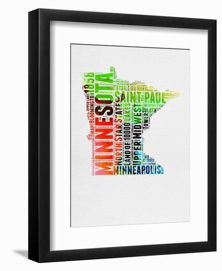 Minnesota Watercolor Word Cloud-NaxArt-Framed Art Print