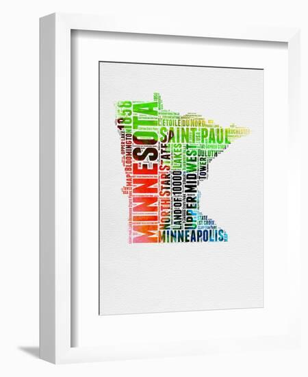 Minnesota Watercolor Word Cloud-NaxArt-Framed Art Print