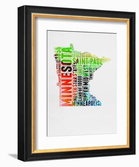 Minnesota Watercolor Word Cloud-NaxArt-Framed Art Print