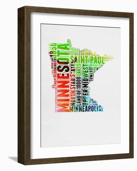 Minnesota Watercolor Word Cloud-NaxArt-Framed Art Print