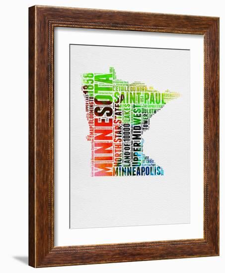 Minnesota Watercolor Word Cloud-NaxArt-Framed Art Print