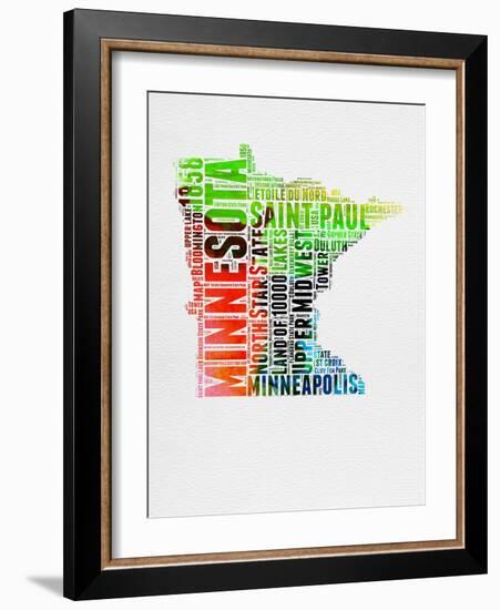 Minnesota Watercolor Word Cloud-NaxArt-Framed Art Print