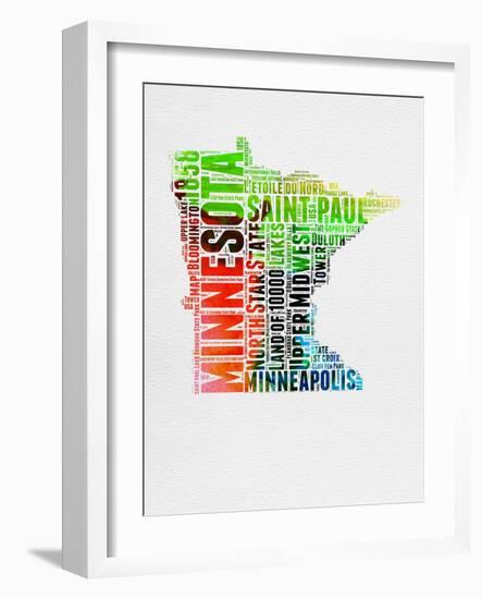 Minnesota Watercolor Word Cloud-NaxArt-Framed Art Print