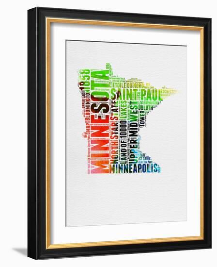 Minnesota Watercolor Word Cloud-NaxArt-Framed Art Print