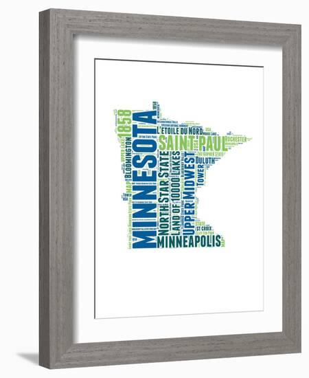 Minnesota Word Cloud Map-NaxArt-Framed Art Print