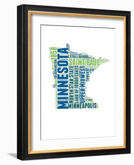 Minnesota Word Cloud Map-NaxArt-Framed Art Print