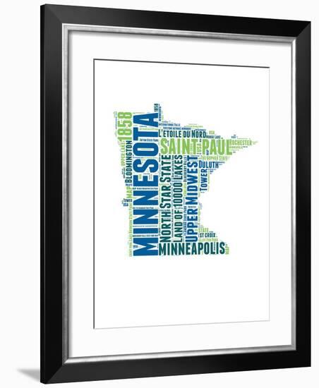 Minnesota Word Cloud Map-NaxArt-Framed Art Print