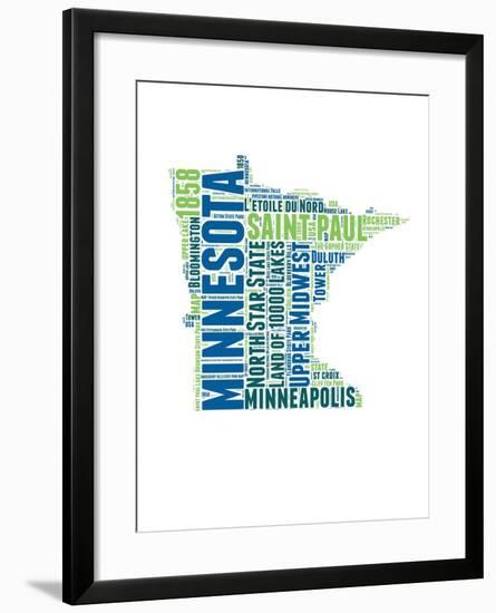 Minnesota Word Cloud Map-NaxArt-Framed Art Print