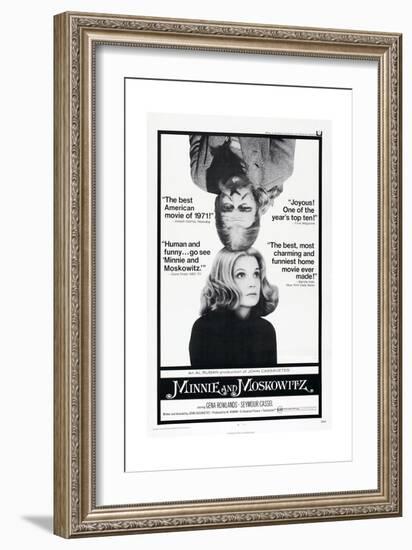 MINNIE AND MOSKOWITZ, US poster, from top: Seymour Cassel, Gena Rowlands, 1971-null-Framed Premium Giclee Print