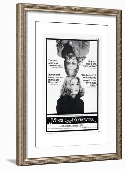 MINNIE AND MOSKOWITZ, US poster, from top: Seymour Cassel, Gena Rowlands, 1971-null-Framed Art Print