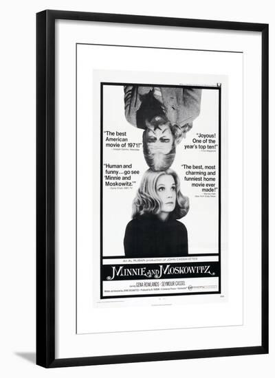 MINNIE AND MOSKOWITZ, US poster, from top: Seymour Cassel, Gena Rowlands, 1971-null-Framed Art Print