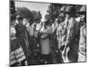 Minnijean Brown, Along with Other Black Students, Being Blocked by the Ak National Guard-Francis Miller-Mounted Photographic Print