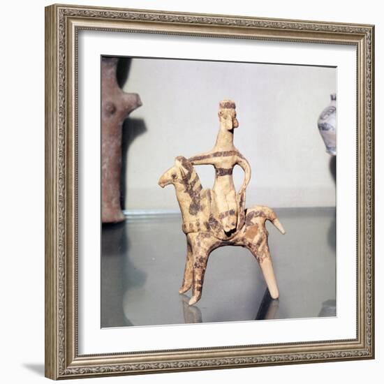 Minoan Clay Figurine Horse and Rider (Goddess), Terracotta, Arkhanes, Crete, c1400BC-c1100 BC-Unknown-Framed Giclee Print
