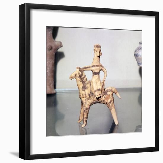Minoan Clay Figurine Horse and Rider (Goddess), Terracotta, Arkhanes, Crete, c1400BC-c1100 BC-Unknown-Framed Giclee Print