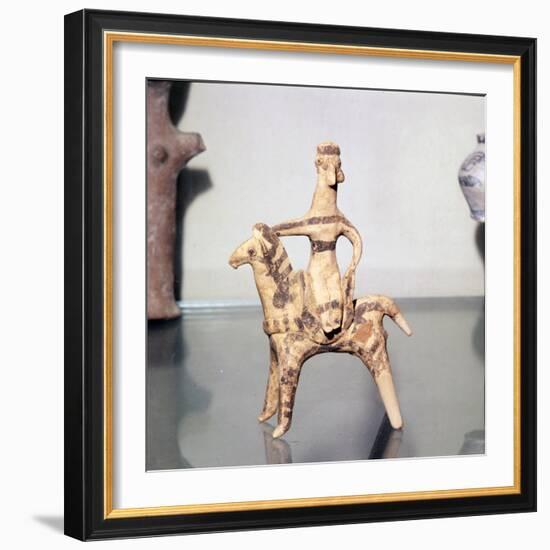 Minoan Clay Figurine Horse and Rider (Goddess), Terracotta, Arkhanes, Crete, c1400BC-c1100 BC-Unknown-Framed Giclee Print