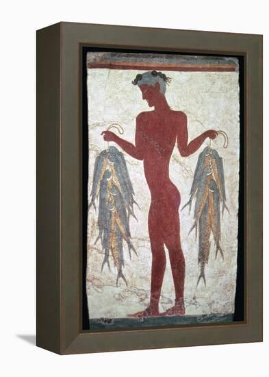 Minoan fresco showing a boy with fishes, 20th century. Artist: Unknown-Unknown-Framed Premier Image Canvas