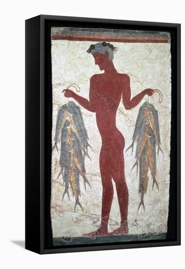 Minoan fresco showing a boy with fishes, 20th century. Artist: Unknown-Unknown-Framed Premier Image Canvas