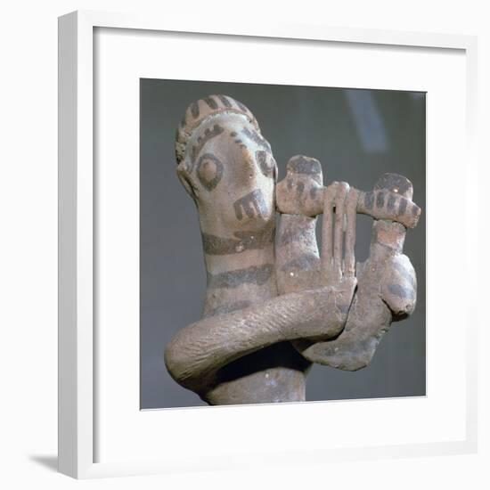 Minoan terracotta figure of a lyre-player, 8th century BC-Unknown-Framed Giclee Print