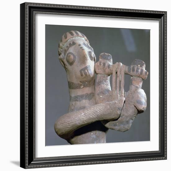 Minoan terracotta figure of a lyre-player, 8th century BC-Unknown-Framed Giclee Print