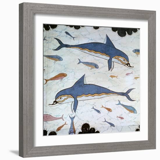 Minoan Wall-Painting of Dolphins-CM Dixon-Framed Giclee Print