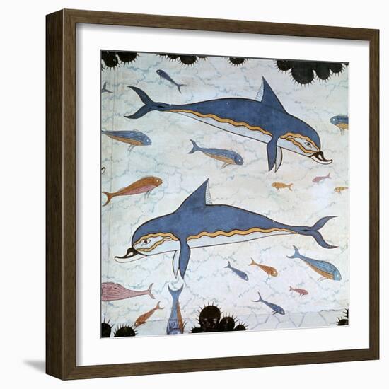 Minoan Wall-Painting of Dolphins-CM Dixon-Framed Giclee Print