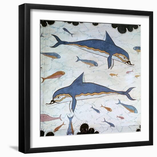 Minoan Wall-Painting of Dolphins-CM Dixon-Framed Giclee Print