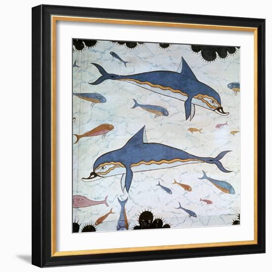 Minoan Wall-Painting of Dolphins-CM Dixon-Framed Giclee Print