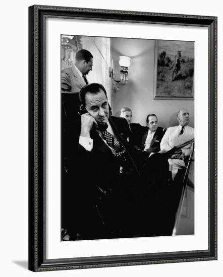 Minority Leader Lyndon B. Johnson on the Telephone-null-Framed Photographic Print