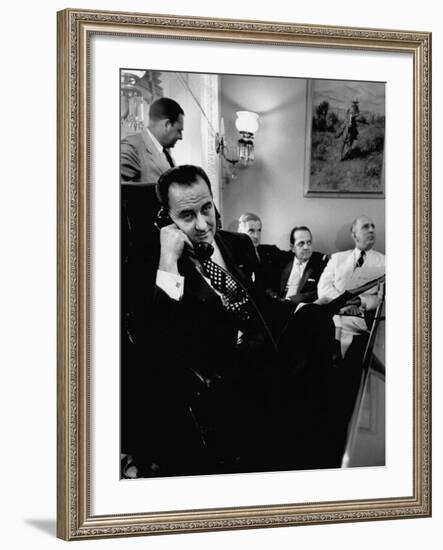 Minority Leader Lyndon B. Johnson on the Telephone-null-Framed Photographic Print