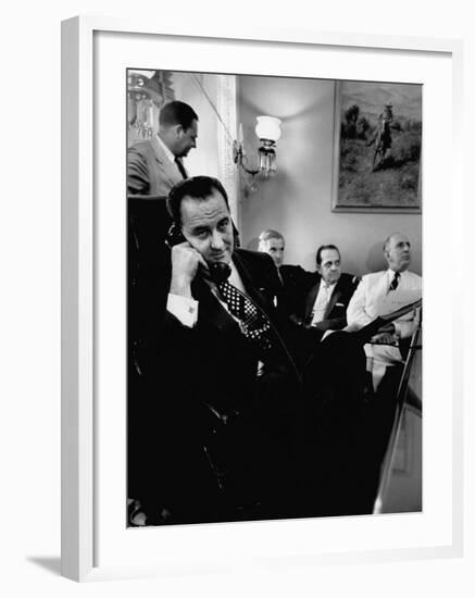 Minority Leader Lyndon B. Johnson on the Telephone-null-Framed Photographic Print