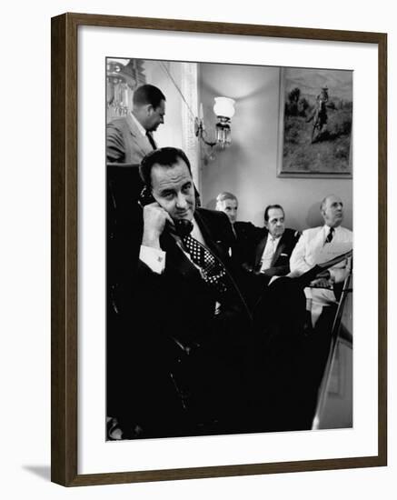 Minority Leader Lyndon B. Johnson on the Telephone-null-Framed Photographic Print