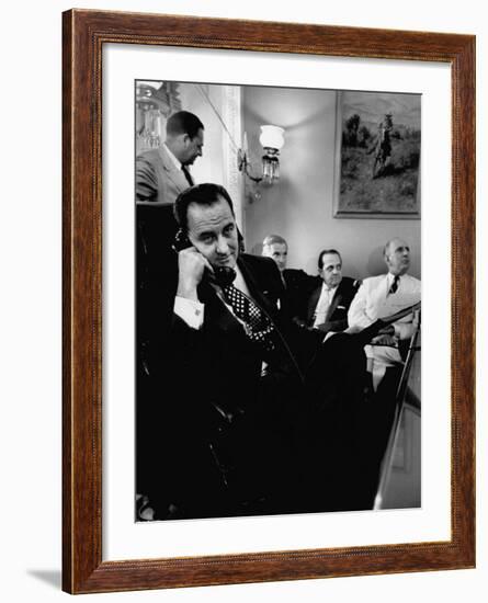 Minority Leader Lyndon B. Johnson on the Telephone-null-Framed Photographic Print