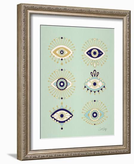 Mint Evil Eyes-Cat Coquillette-Framed Giclee Print